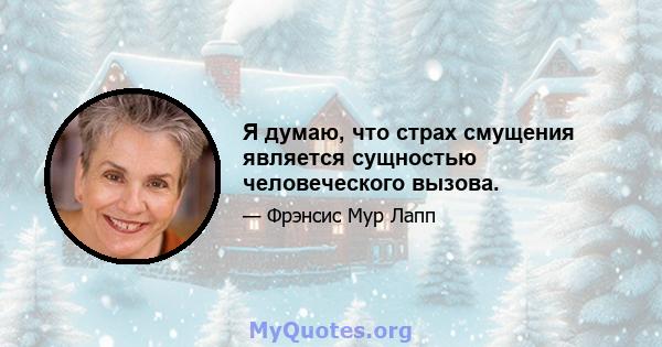 Я думаю, что страх смущения является сущностью человеческого вызова.