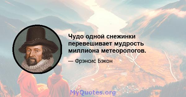 Чудо одной снежинки перевешивает мудрость миллиона метеорологов.