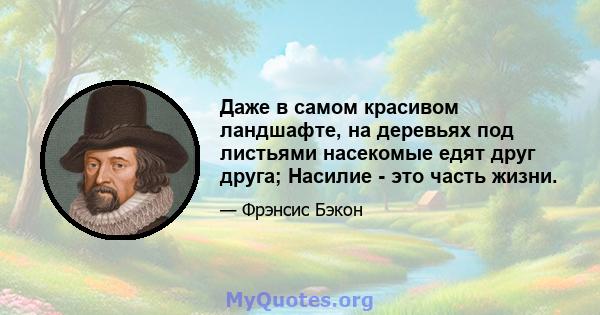 Даже в самом красивом ландшафте, на деревьях под листьями насекомые едят друг друга; Насилие - это часть жизни.