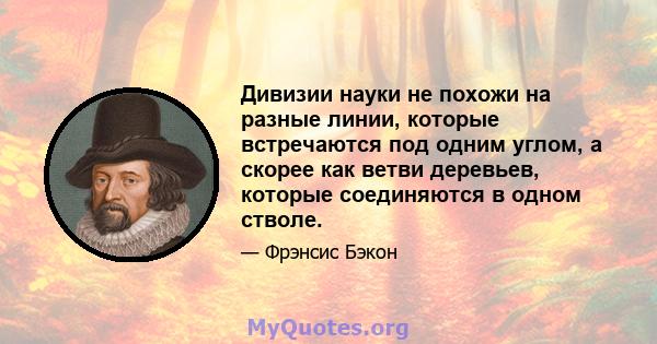 Дивизии науки не похожи на разные линии, которые встречаются под одним углом, а скорее как ветви деревьев, которые соединяются в одном стволе.