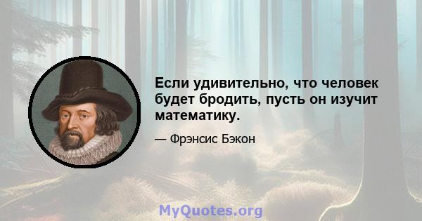 Если удивительно, что человек будет бродить, пусть он изучит математику.