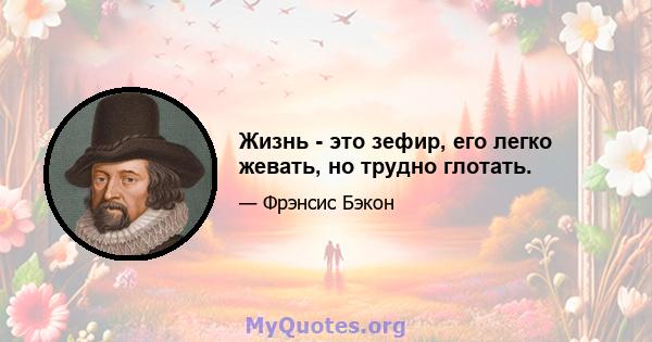 Жизнь - это зефир, его легко жевать, но трудно глотать.