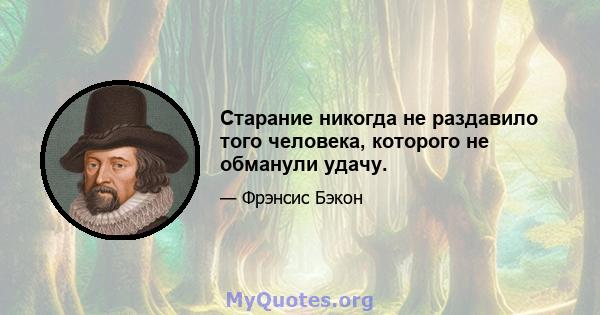 Старание никогда не раздавило того человека, которого не обманули удачу.