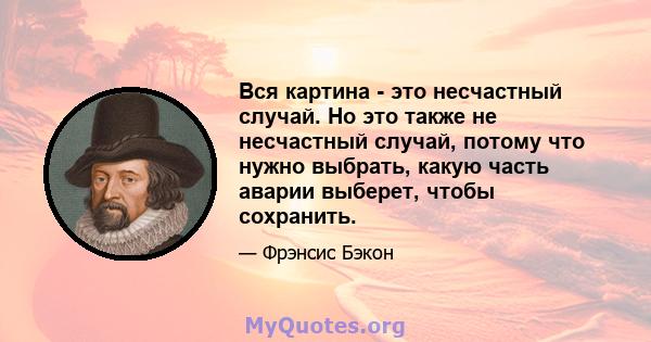 Вся картина - это несчастный случай. Но это также не несчастный случай, потому что нужно выбрать, какую часть аварии выберет, чтобы сохранить.