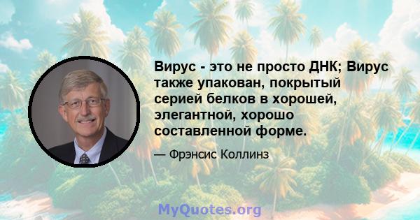 Вирус - это не просто ДНК; Вирус также упакован, покрытый серией белков в хорошей, элегантной, хорошо составленной форме.