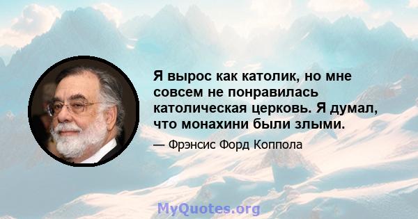 Я вырос как католик, но мне совсем не понравилась католическая церковь. Я думал, что монахини были злыми.