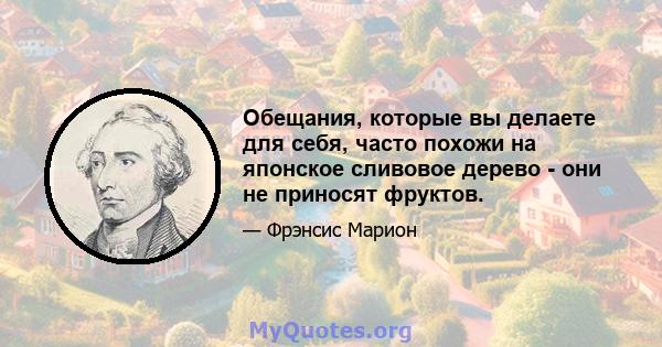 Обещания, которые вы делаете для себя, часто похожи на японское сливовое дерево - они не приносят фруктов.