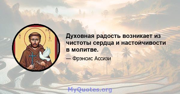 Духовная радость возникает из чистоты сердца и настойчивости в молитве.