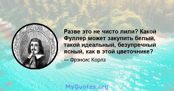 Разве это не чисто лили? Какой Фуллер может закупить белый, такой идеальный, безупречный ясный, как в этой цветочнике?