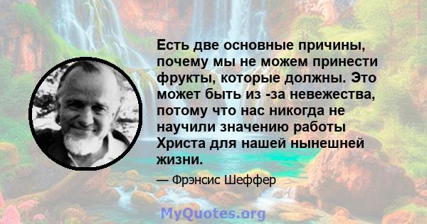 Есть две основные причины, почему мы не можем принести фрукты, которые должны. Это может быть из -за невежества, потому что нас никогда не научили значению работы Христа для нашей нынешней жизни.