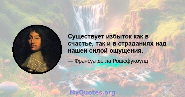 Существует избыток как в счастье, так и в страданиях над нашей силой ощущения.