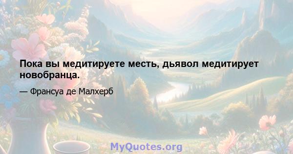 Пока вы медитируете месть, дьявол медитирует новобранца.