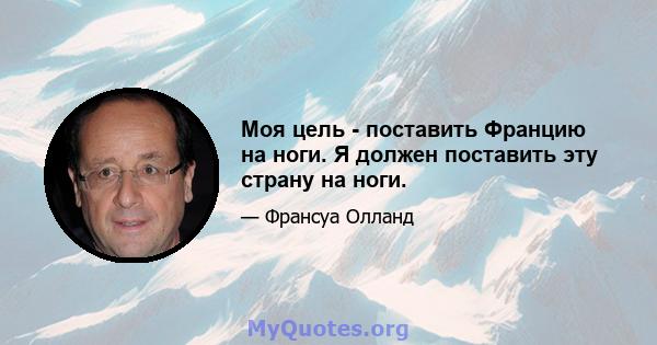 Моя цель - поставить Францию ​​на ноги. Я должен поставить эту страну на ноги.