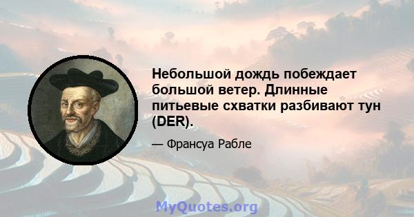 Небольшой дождь побеждает большой ветер. Длинные питьевые схватки разбивают тун (DER).