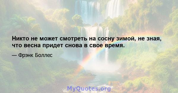 Никто не может смотреть на сосну зимой, не зная, что весна придет снова в свое время.