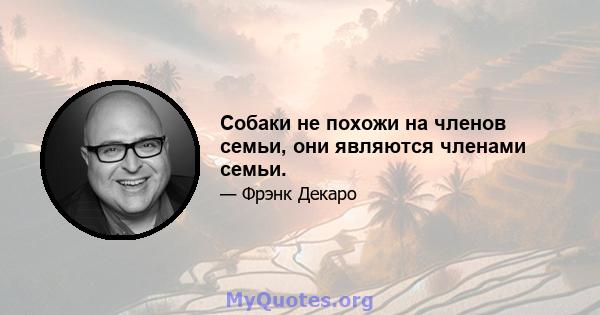 Собаки не похожи на членов семьи, они являются членами семьи.