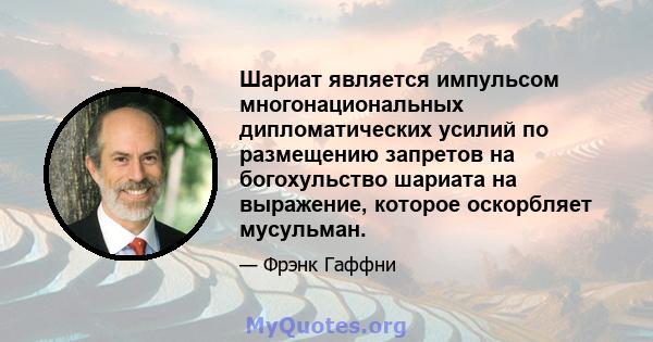 Шариат является импульсом многонациональных дипломатических усилий по размещению запретов на богохульство шариата на выражение, которое оскорбляет мусульман.