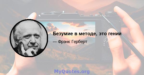 Безумие в методе, это гений