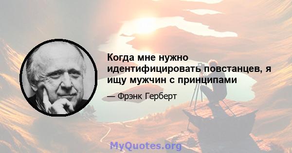 Когда мне нужно идентифицировать повстанцев, я ищу мужчин с принципами