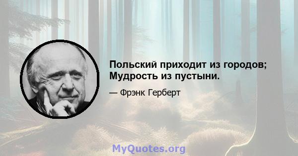 Польский приходит из городов; Мудрость из пустыни.