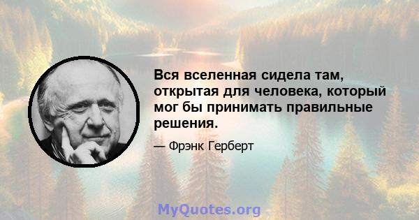 Вся вселенная сидела там, открытая для человека, который мог бы принимать правильные решения.