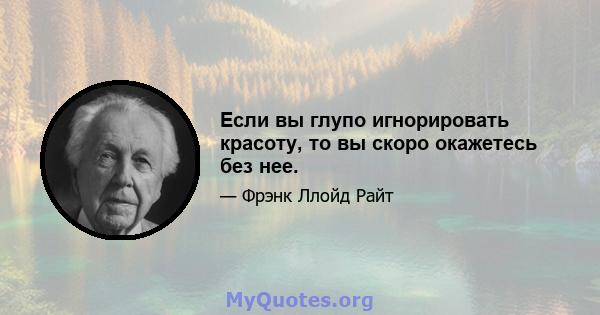 Если вы глупо игнорировать красоту, то вы скоро окажетесь без нее.