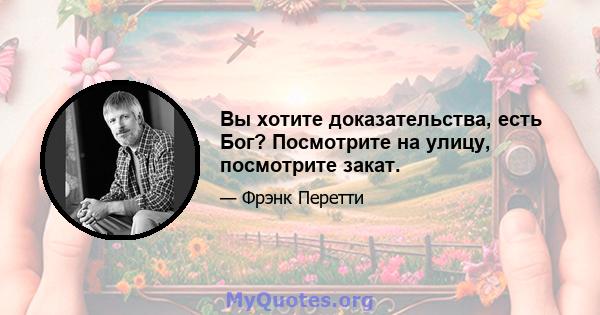 Вы хотите доказательства, есть Бог? Посмотрите на улицу, посмотрите закат.