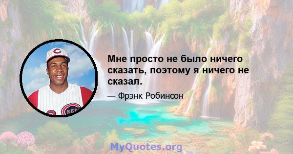 Мне просто не было ничего сказать, поэтому я ничего не сказал.