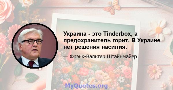 Украина - это Tinderbox, а предохранитель горит. В Украине нет решения насилия.