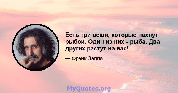 Есть три вещи, которые пахнут рыбой. Один из них - рыба. Два других растут на вас!