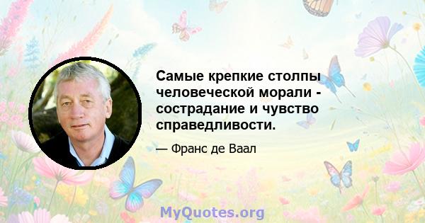 Самые крепкие столпы человеческой морали - сострадание и чувство справедливости.