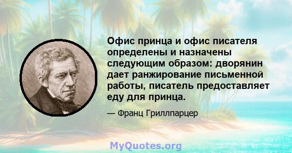 Офис принца и офис писателя определены и назначены следующим образом: дворянин дает ранжирование письменной работы, писатель предоставляет еду для принца.