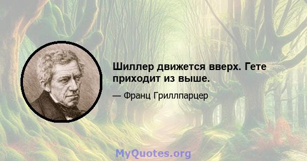 Шиллер движется вверх. Гете приходит из выше.