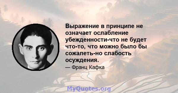 Выражение в принципе не означает ослабление убежденности-что не будет что-то, что можно было бы сожалеть-но слабость осуждения.