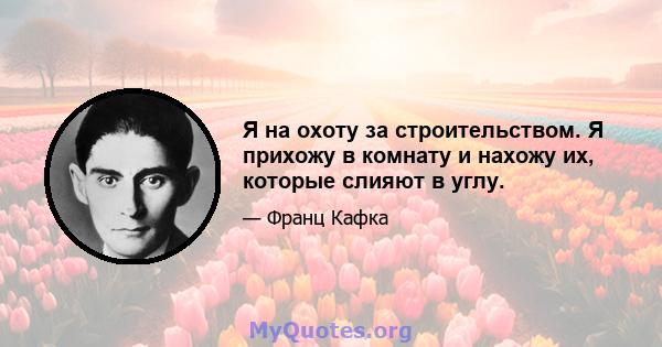 Я на охоту за строительством. Я прихожу в комнату и нахожу их, которые слияют в углу.