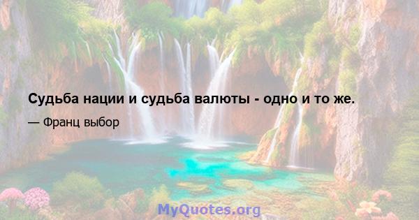 Судьба нации и судьба валюты - одно и то же.