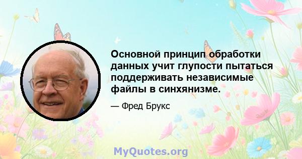 Основной принцип обработки данных учит глупости пытаться поддерживать независимые файлы в синхянизме.