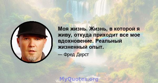 Моя жизнь. Жизнь, в которой я живу, откуда приходит все мое вдохновение. Реальный жизненный опыт.