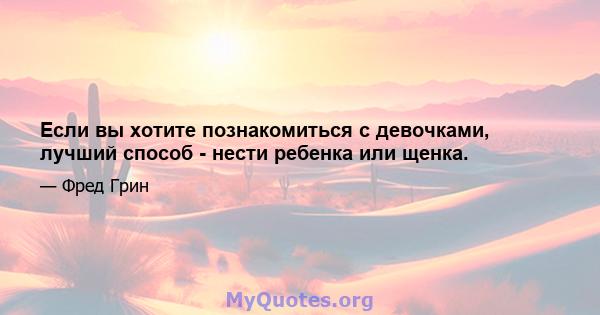 Если вы хотите познакомиться с девочками, лучший способ - нести ребенка или щенка.