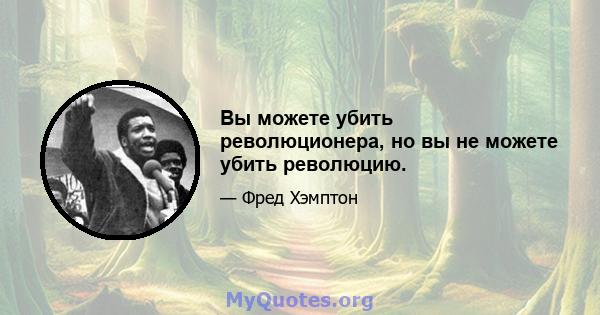 Вы можете убить революционера, но вы не можете убить революцию.