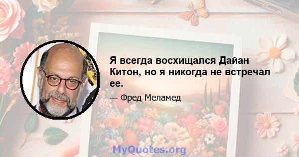 Я всегда восхищался Дайан Китон, но я никогда не встречал ее.