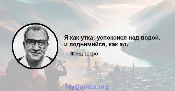 Я как утка: успокойся над водой, и поднимийся, как ад.