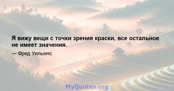 Я вижу вещи с точки зрения краски, все остальное не имеет значения.