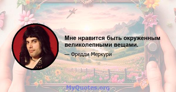 Мне нравится быть окруженным великолепными вещами.