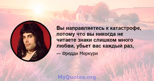 Вы направляетесь к катастрофе, потому что вы никогда не читаете знаки слишком много любви, убьет вас каждый раз,