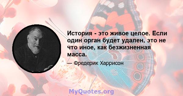 История - это живое целое. Если один орган будет удален, это не что иное, как безжизненная масса.