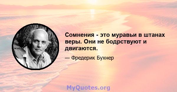 Сомнения - это муравьи в штанах веры. Они не бодрствуют и двигаются.