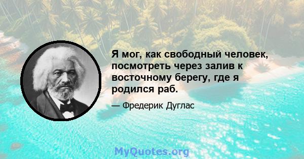 Я мог, как свободный человек, посмотреть через залив к восточному берегу, где я родился раб.