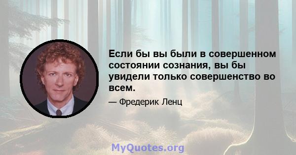 Если бы вы были в совершенном состоянии сознания, вы бы увидели только совершенство во всем.