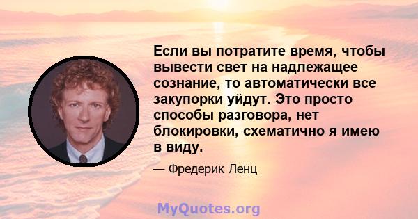 Если вы потратите время, чтобы вывести свет на надлежащее сознание, то автоматически все закупорки уйдут. Это просто способы разговора, нет блокировки, схематично я имею в виду.